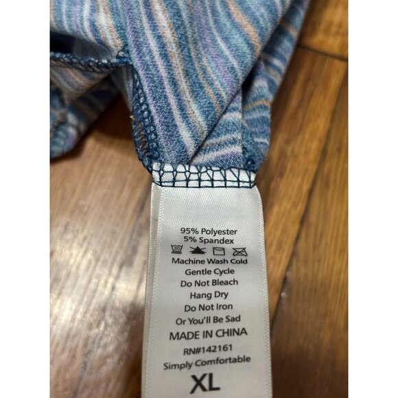 Lularoe Womens Natalie Jumpsuit Size XL Blue Striped Wide Leg Cropped Stretch - Picture 5 of 6